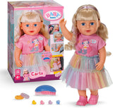 BABY born Carla - Muñeca 43 cm - Pelo rubio con mechones de gran calidad - No necesita pilas - Apta para niños a partir de 4 años - Incluye 7 accesorios, rosa