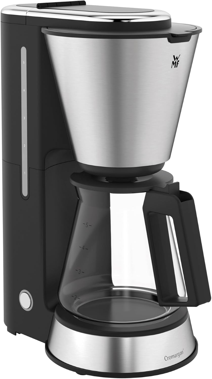 Cafetera espresso WMF Bueno con jarra de cristal, café filtrado, 10 tazas, botón encendido/apagado, sistema antigoteo, filtro oscilante, parada automática, placa calefactora, 1000W