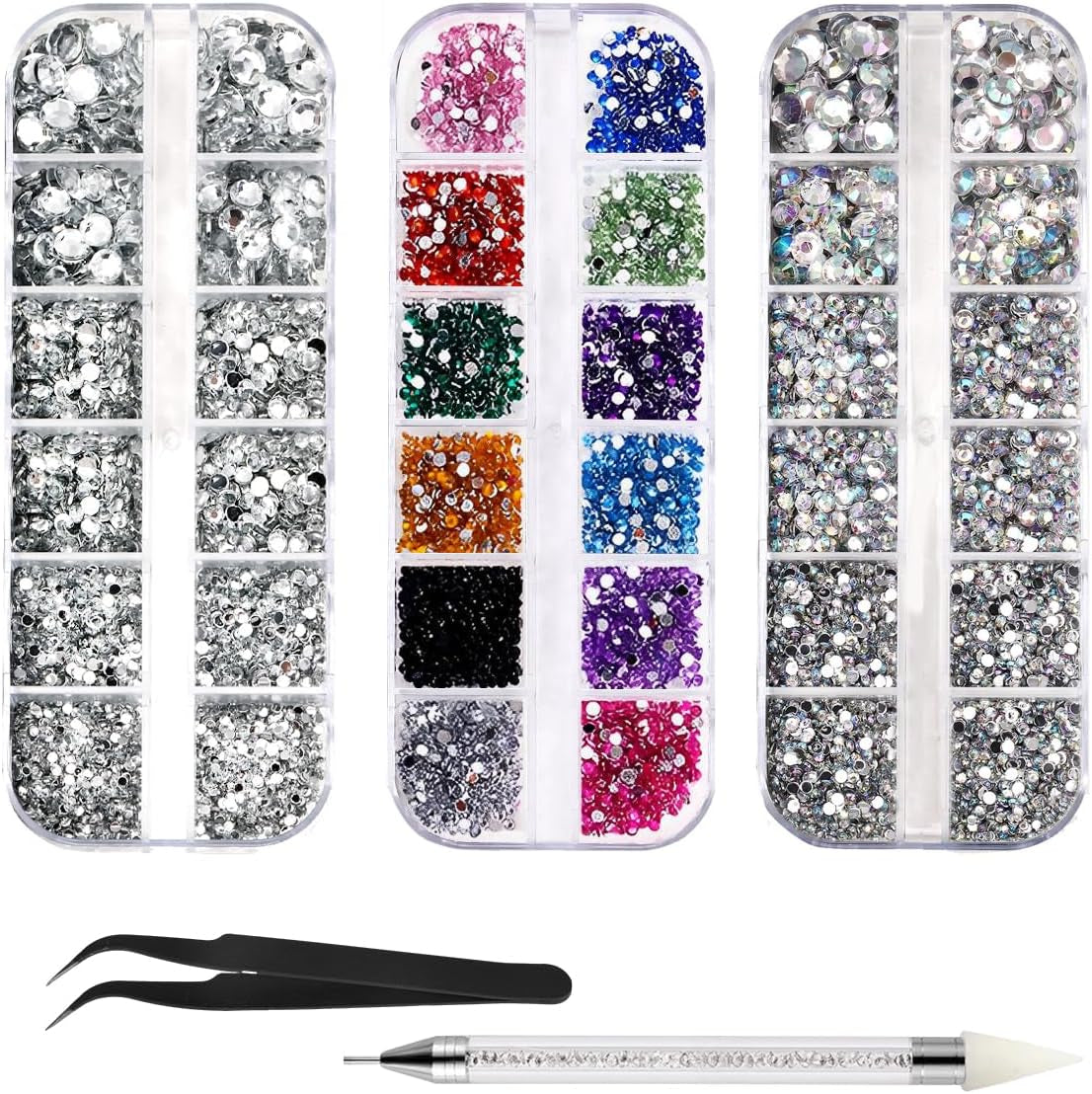 4600 Stück Strasssteine ​​​​Für Nägel, Nagel Glitzersteine ​​​​3 Verschiedene Stil Flache Nail Gems Nägel Steine ​​​​Klein Nagel Steinchen Mit Pinzette Und Strass Picker Dotting Pen para Nägel/Kleidung/Handwerk