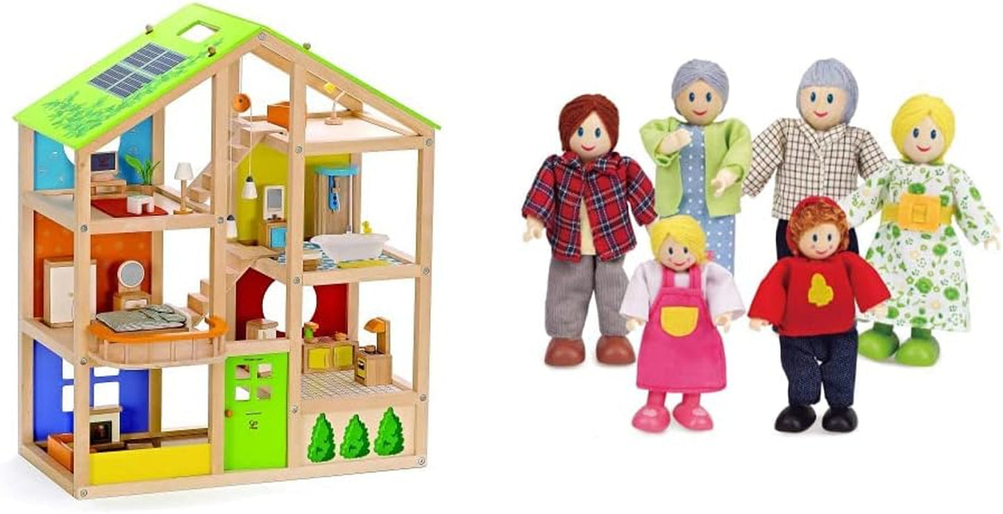 Hape E3401 Casa Four Seasons, Amueblada y E3500 - Familia de Muñecas, Piel Clara
