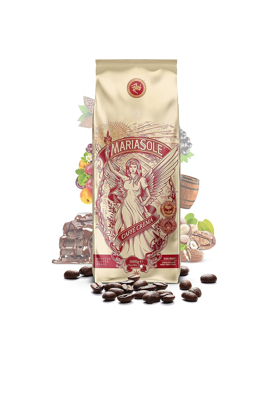 Caffè Crema 1kg – Röstung tradicional en Sizilien über Holzfeuer In Handarbeit – Premium Kaffeebohnen für Vollaautomat und Siebträger