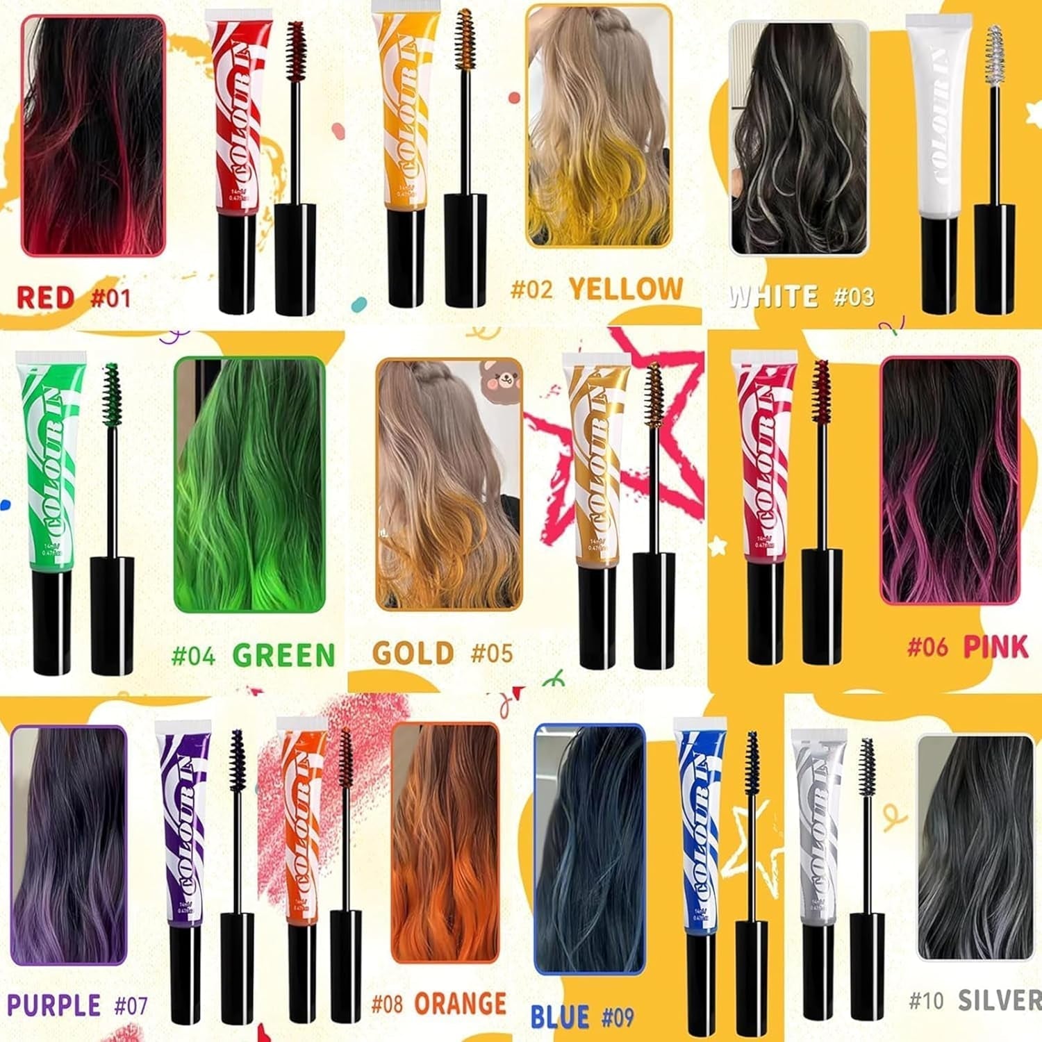 Tinte Capilar Temporal Verde - 14ml Tinte Capilar Tiza, Tinte Capilar Verde Lavable, Tiza Capilar Color Instantáneo, Tinte Capilar Tiza Carnaval para Navidad Halloween, Carnaval, Cosplay Tinte Capilar Naty Shop