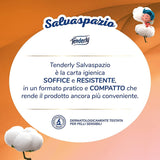 Ahorro de espacio, 96 rollos de papel higiénico, 2 capas, 220 lágrimas por rollo, Con extractos naturales de malva y caléndula, Made in Italy, Dermatológicamente probado.