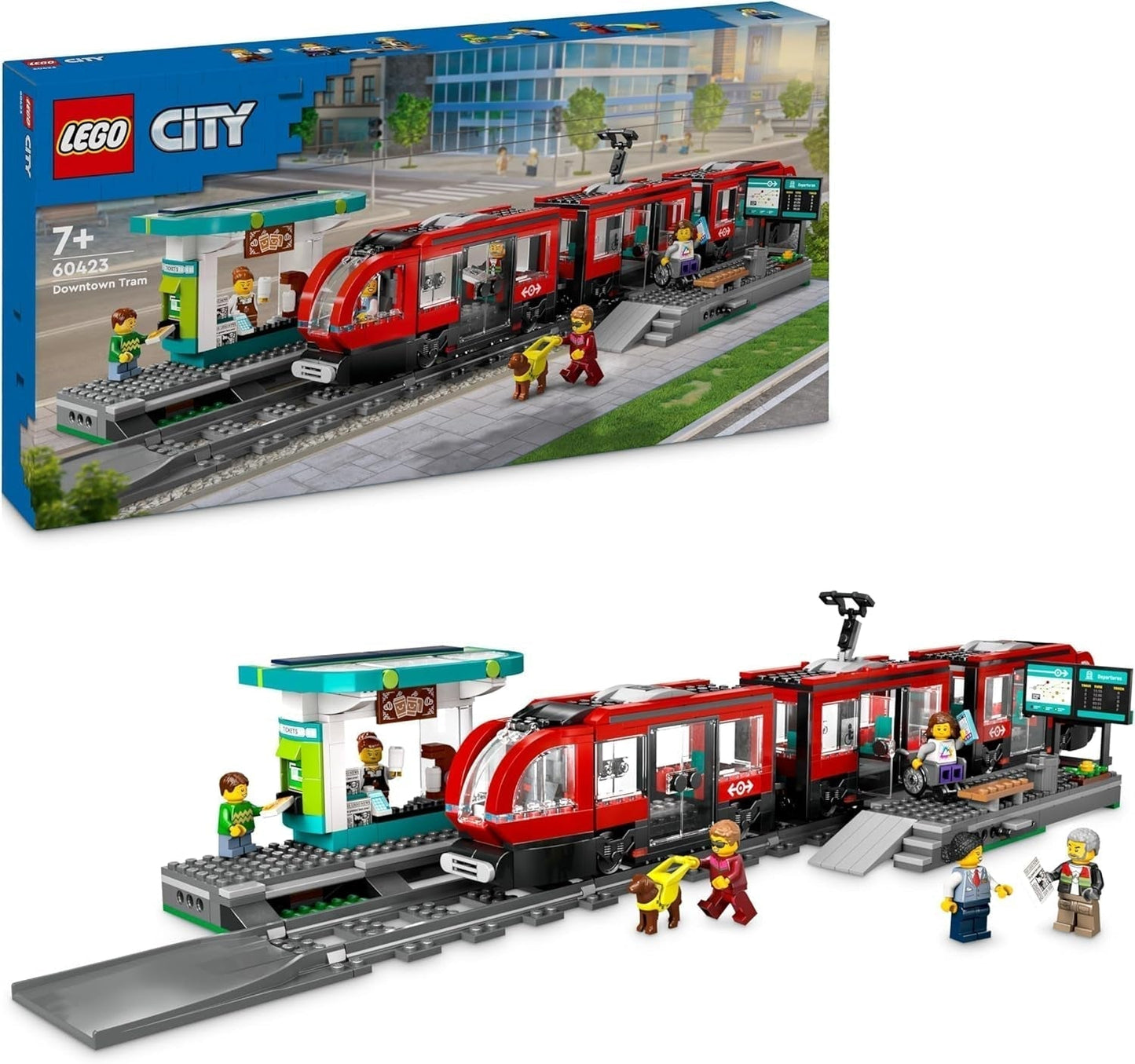 Tranvía LEGO City con estación, idea de regalo para fanáticos de los vehículos de juguete a partir de 7 años, con 6 minifiguras y un perro guía para juegos de rol, juguete de construcción 60423 Juegos de construcción Besuche den LEGO-Store Default title