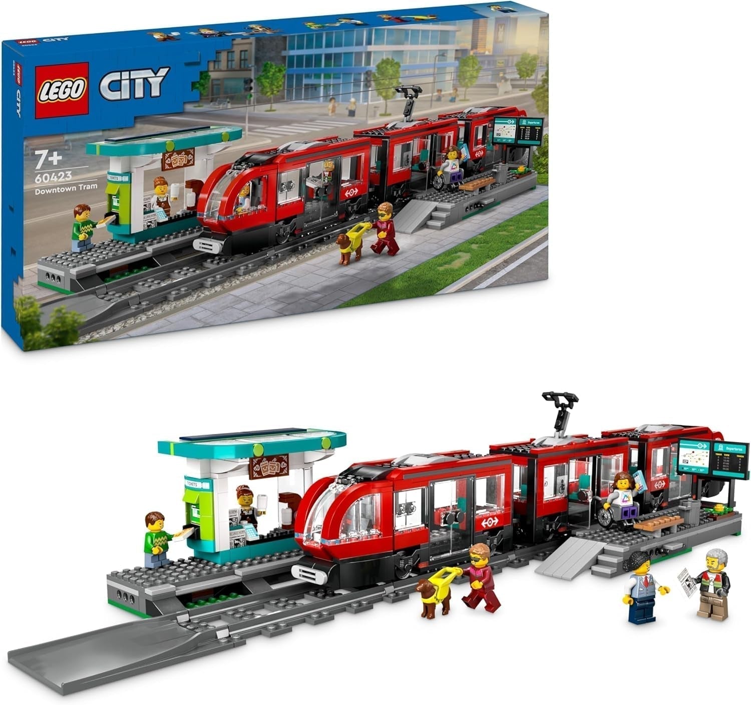 Tranvía LEGO City con estación, idea de regalo para fanáticos de los vehículos de juguete a partir de 7 años, con 6 minifiguras y un perro guía para juegos de rol, juguete de construcción 60423 Juegos de construcción Besuche den LEGO-Store Default title