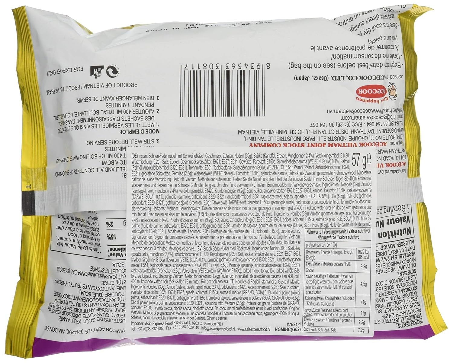 - Fideos Instantáneos con Cerdo GD Glass - (1 x 57g)