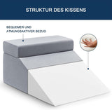 Almohada de lectura y almohada de plumas para elevador de piernas, almohada de espuma viscoelástica para la espalda y el cuello, almohada desmontable multifuncional para cama, sofá, sentarse, dormir y descansar (gris)