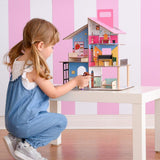 Olivia's Little World 360 Casa de muñecas de madera para niños, muñecas de 3,5" y 12 accesorios, multicolor TD-13260C