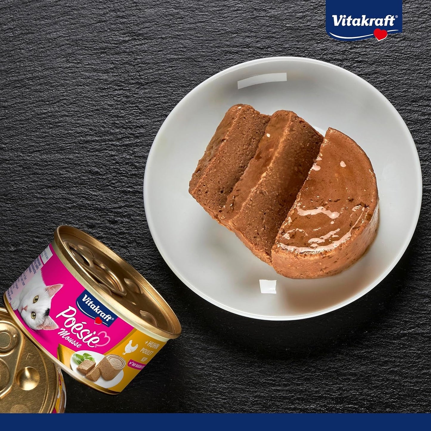 Vitakraft Poésie Mousse, comida húmeda para gatos, espuma aireada, con pollo, sin azúcares ni cereales añadidos (12 x 85g)