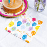 Servilletas de papel con cara sonriente de feliz cumpleaños de alta calidad Servilletas de globos para catering de fiestas Servilletas desechables ecológicas compostables duraderas reciclables