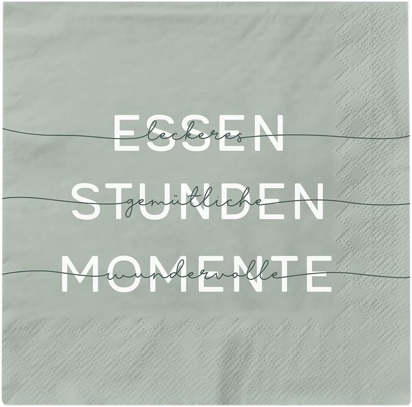 Grafik Werkstatt Servilletas Mit Spruch Groß | 20 piezas | 16,5 x 16,5 cm | Verde | Comida, Horas, Momentos