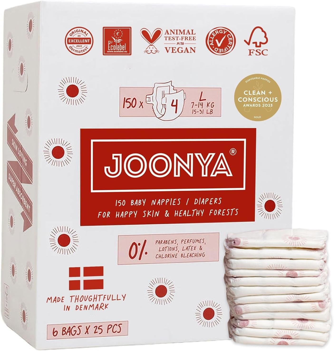 Pañales para bebé, talla 3M (4-8 kg) - 1 bolsa de 28 - Sin sustancias nocivas, ecológicos, muy absorbentes, aptos para uso nocturno, ultrafinos y suaves - Fabricado en Dinamarca