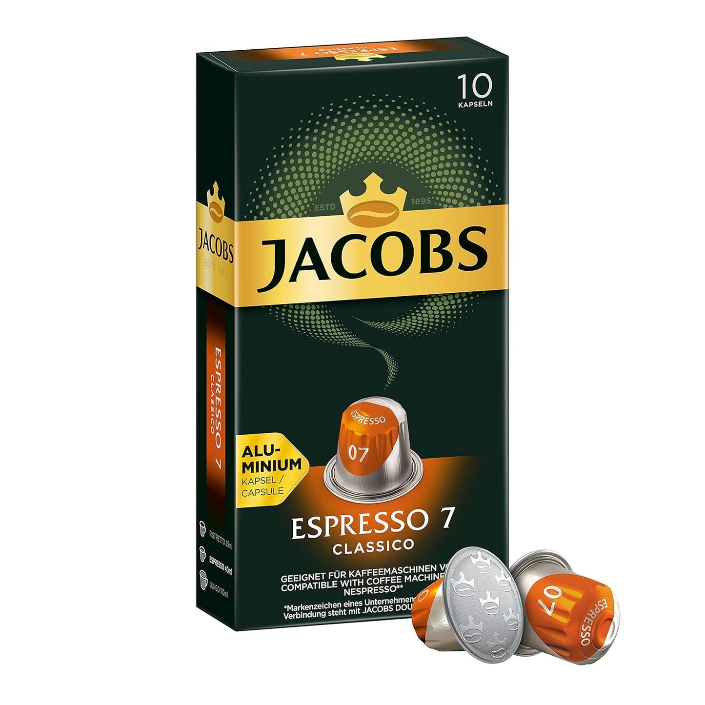 Kaffeekapseln Lungo Classico, Intensität 6 de 12, 20 Nespresso®* compatible Kapseln, 10 x 20 & Kapseln Espresso Classico, Intensität 7,100 Nespresso®* compatible Kaffeekapseln, 10x10 Getränke