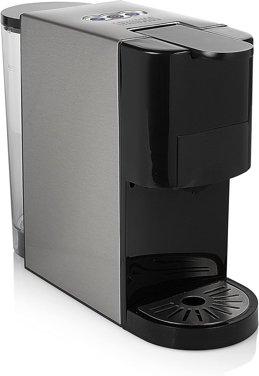 Princess Cafetera Espresso Multicápsulas 5 en 1 - Compatible con Nespresso, Dolce Gusto, Lavazza a Modo Mio y ESE Pads, 0,8L de Capacidad, 1450W, Plata, Negro
