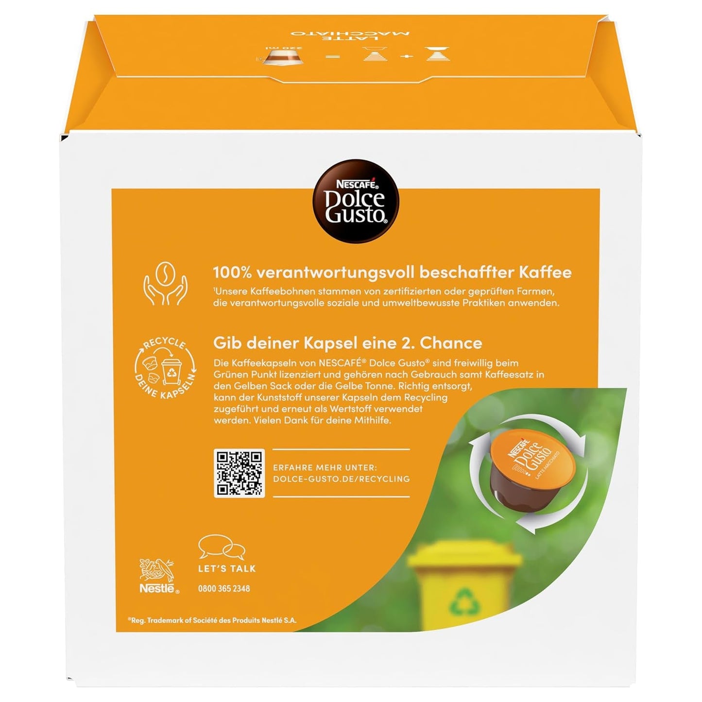 NESCAFÉ DOLCE GUSTO Latte Macchiato Kaffeekapseln Paquete de 6 (6 x 16 Kapseln)