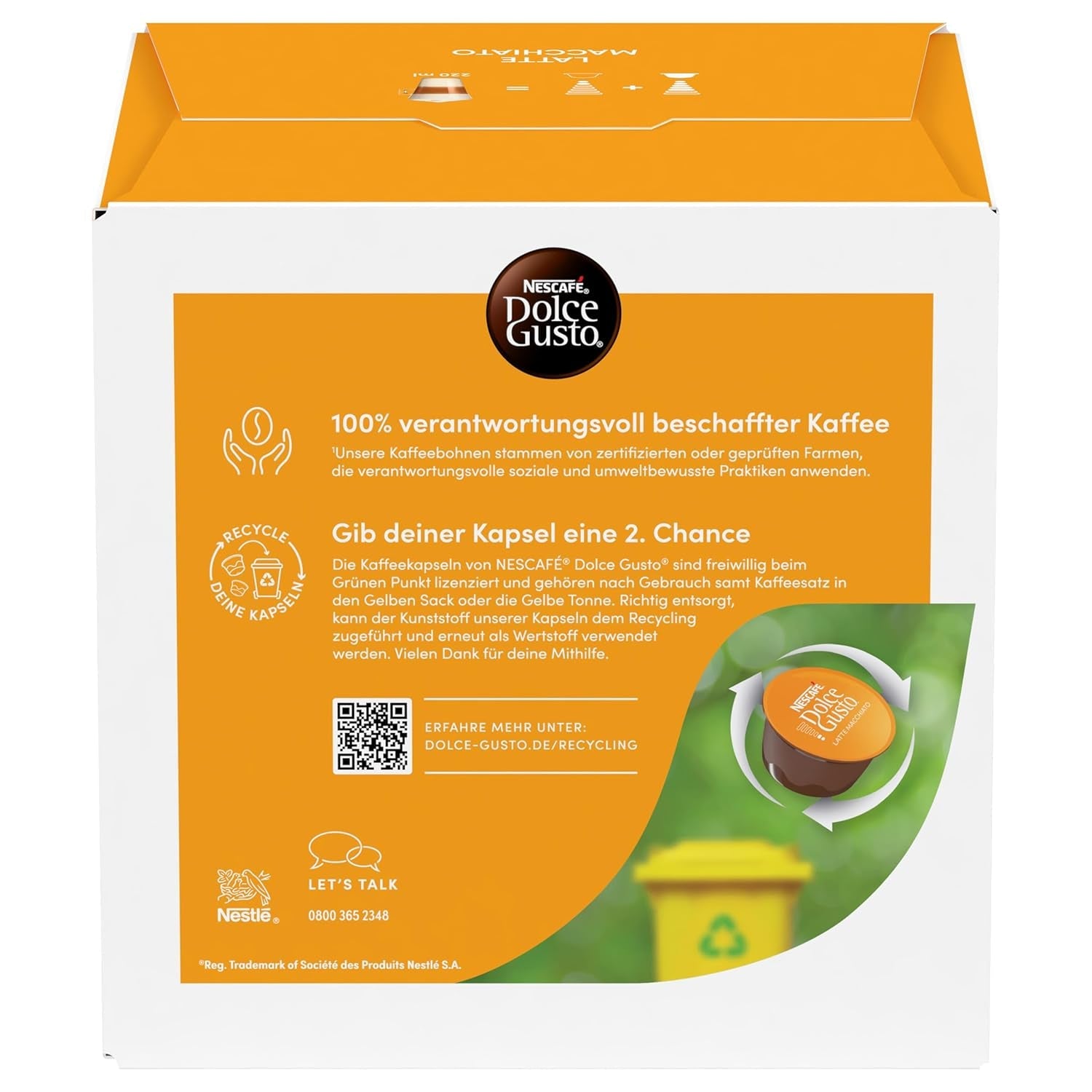 NESCAFÉ DOLCE GUSTO Latte Macchiato Kaffeekapseln Paquete de 6 (6 x 16 Kapseln)