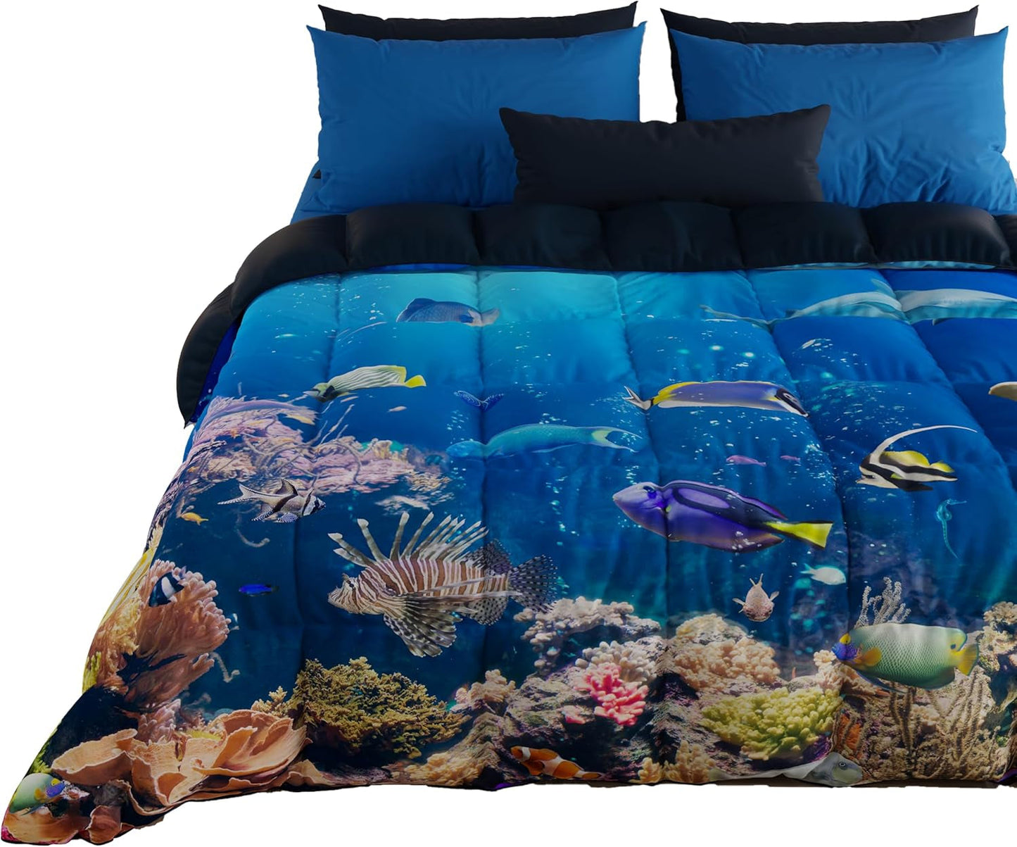 PETTI Artigiani Italiani Funda Nórdica para Cama Doble, 100% Made in Italy, Edredones Acuario y Edredones Naty Shop Acquario 160 X 190 Cm