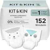 Pañales Kit & Kin Premium, tamaño 4 (9-14 kg), 128 unidades, a base de plantas e hipoalergénicos, protección confiable contra fugas, veganos y libres de crueldad