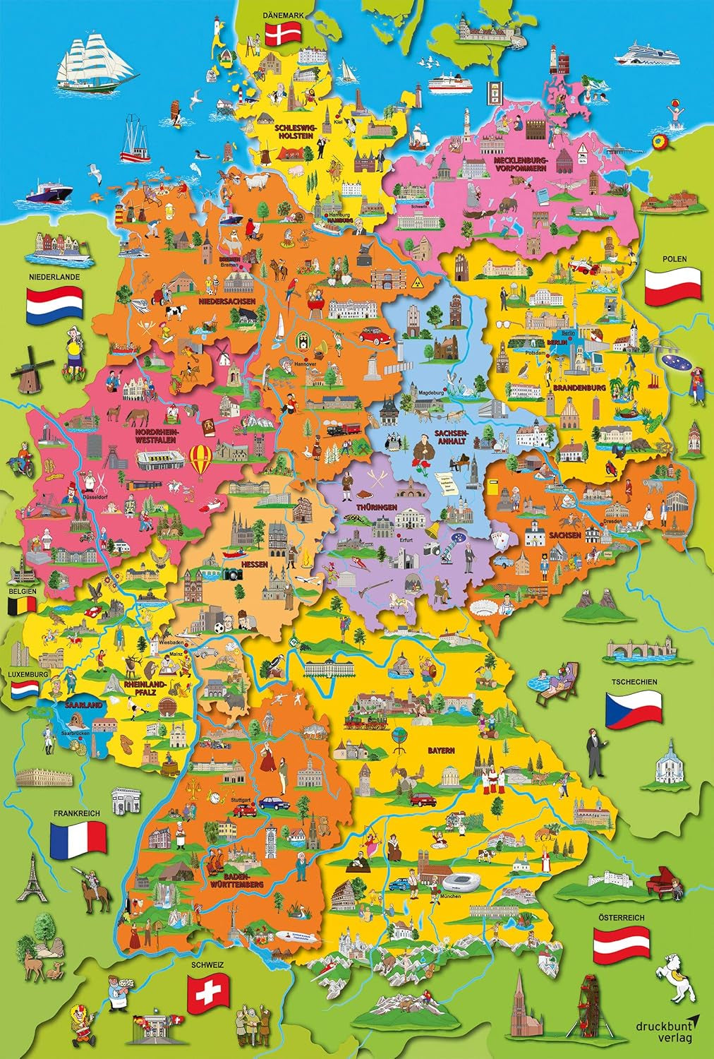 Mapa de Alemania con imágenes (rompecabezas para niños) Puzzle Naty Shop