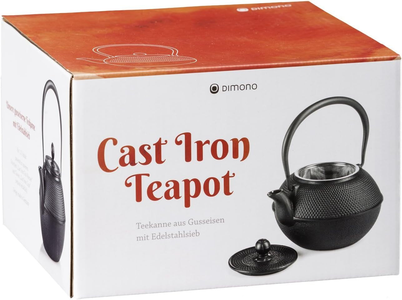 Juego de té tradicional de hierro fundido Dimono: tetera, calentador y 2 tazas de té.