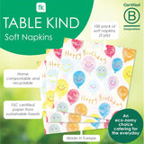 Servilletas de papel con cara sonriente de feliz cumpleaños de alta calidad Servilletas de globos para catering de fiestas Servilletas desechables ecológicas compostables duraderas reciclables