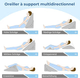 Almohada de cuña ajustable, almohada de lectura de espuma de alta densidad con rollo para el cuello para cama y sofá, cuña de cama ergonómica para apnea de reflujo del sueño, almohada para piernas, almohada de espalda para leer, jugar o mirar televisión