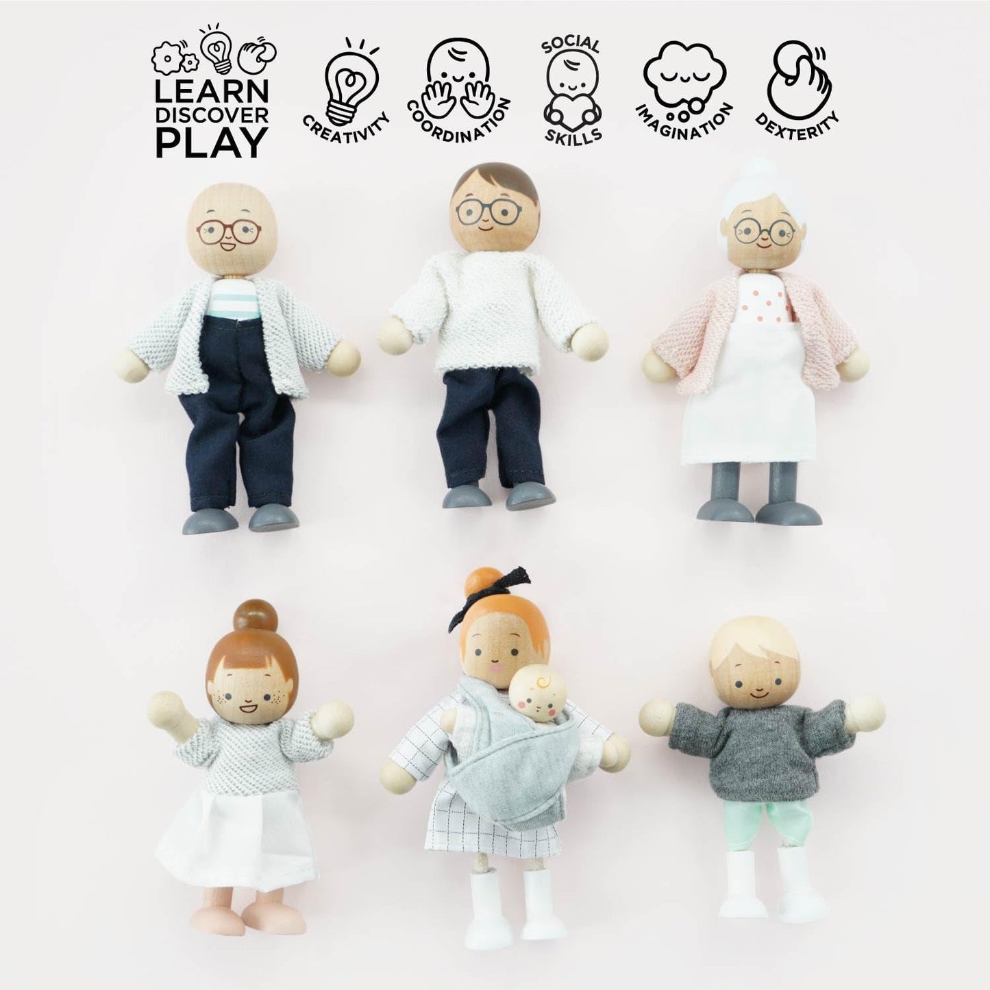 – Juego de casa de muñecas de madera My Doll Family | Daisylane Juegos de accesorios para casa de muñecas para niñas - Adecuado para mayores de 3 años P053