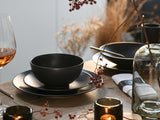 Creatable, 23146, Serie SOFT TOUCH BLACK, Vajilla de 20 Piezas, Servicio Combinado de Porcelana, Apto para Lavavajillas y Microondas, Hecho en Portugal