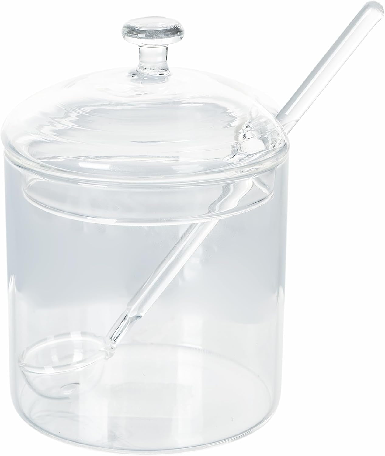 Tarro de vidrio borosilicato transparente de 300 ml con tapa y cuchara Good Morning