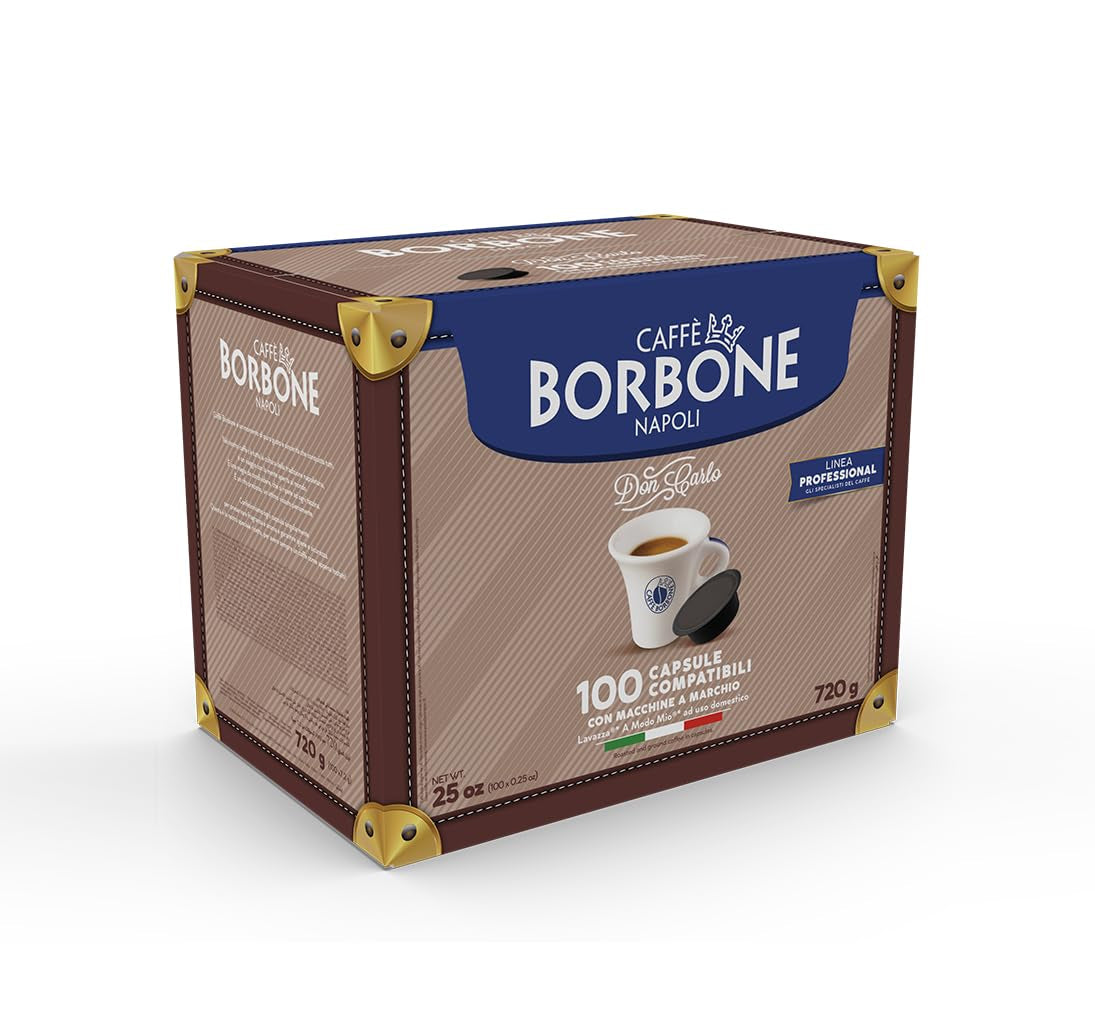 Caffè Borbone Kaffee Kapseln Don Carlo, Blue Mischung - 100 unidades - Compatible con Kaffeemaschinen der Marke Lavazza®* A Modo Mio®*