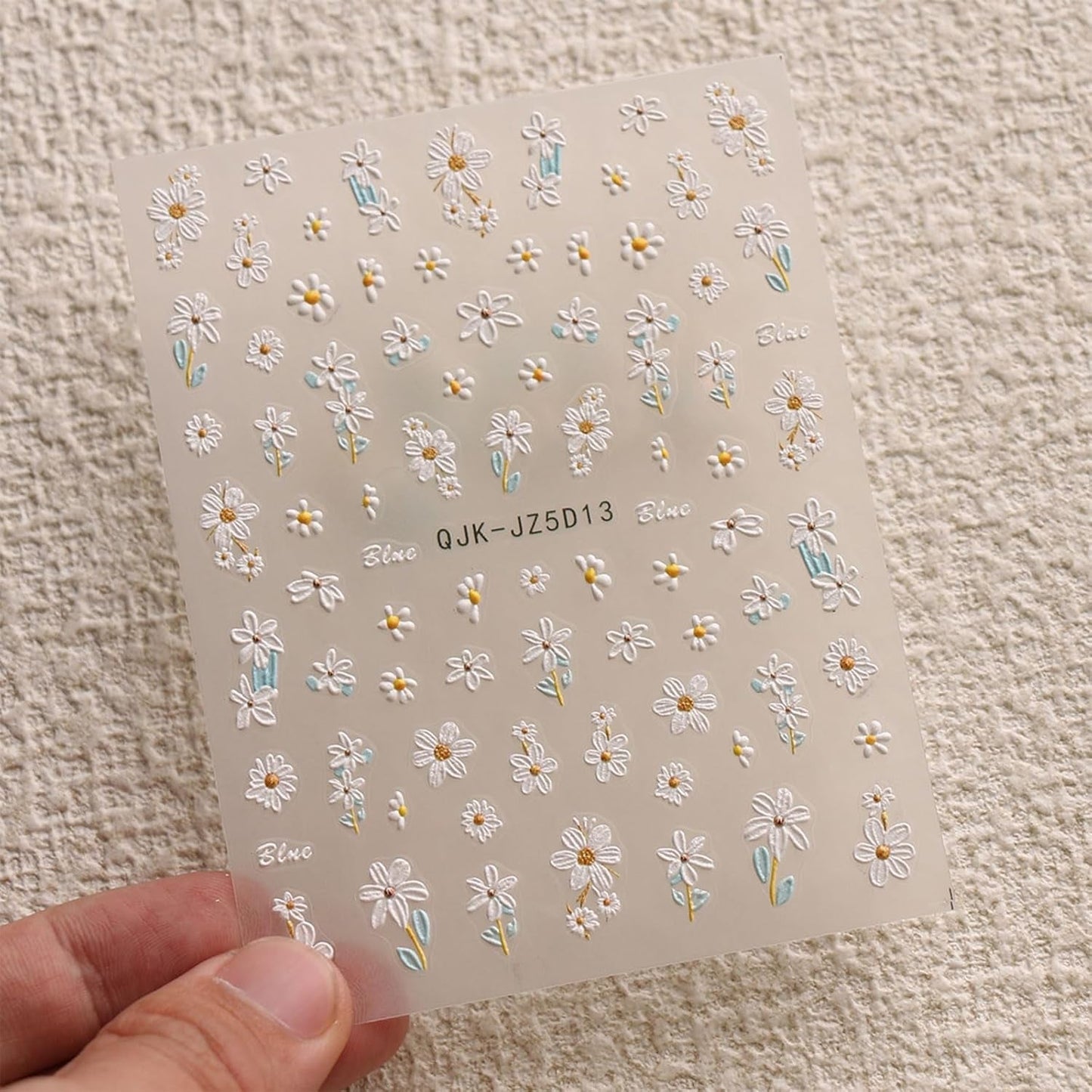 JMEOWIO 3D Nagelsticker Blumen Nail Art Sticker Selbstklebend Nagelaufkleber 5D Stereoskopisch Sommer Frühling Blumen Dekoration Nageldesign Zubehör 4 Blatt