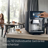 Cafetera espresso automática Siemens EQ700 classic TP715D01, control por aplicación, preparación en frío, pantalla táctil intuitiva, hasta 10 creaciones de café individuales como favoritas, limpieza automática con vapor, 1500 W, gris plateado