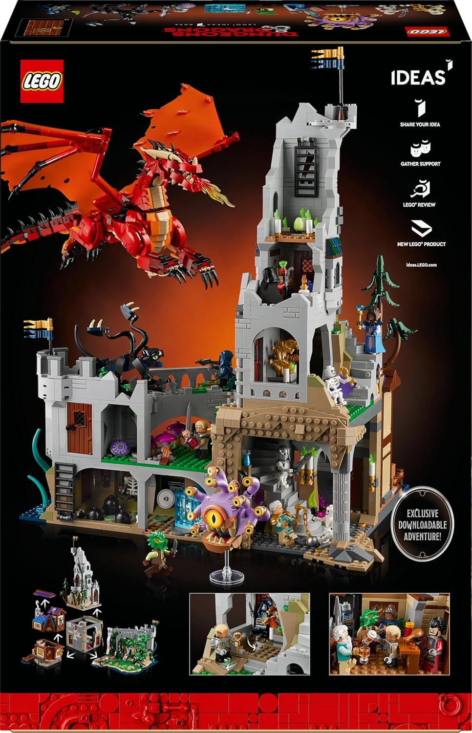 LEGO Ideas Dragones y Mazmorras: La Saga del Dragón Rojo, Set de construcción para adultos, Ideas de regalos de Dragones y Mazmorras para fanáticos, Set de construcción de fantasía, Actividad creativa 21348 Juegos de construcción Besuche den LEGO-Store