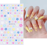 JMEOWIO 3D Nagelsticker Frühling Blumen 5 Blatt Nagelaufkleber 5D Stereoskopisch Selbstklebend Bunte Blüte Nail Art Sticker Decoración Nageldesign Zubehör