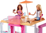 Barbie Dream House, casa adosada de 3 pisos y 5 habitaciones, incluye accesorios como muebles, plegable y de almacenamiento, juguete para edades de 3 años en adelante, DLY32