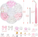 Amuletos de uñas 3D, Amuletos de arte de uñas Schleifen, Blumen Und Perlen, Nagel Charms Aus Harz, Nageldekorations Sets, DIY Charms Nägel, Nagelanhänger