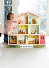 Hape Doll's Villa Casa de muñecas de madera de 10 habitaciones Juego de rol creativo que incluye muebles y accesorios Juguete educativo para edades de 3 años en adelante