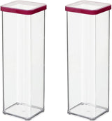 Rotho Loft Juego de 5 Botes de Conservación con Tapa, Diferentes Tamaños, Plástico Alimentario (PP) Sin BPA, Transparente/Rojo, (21,4 x 21,4 x 23,5 cm) Naty Shop Cajas Cuadradas para Conservar Alimentos de 2 L (Pack de 2)