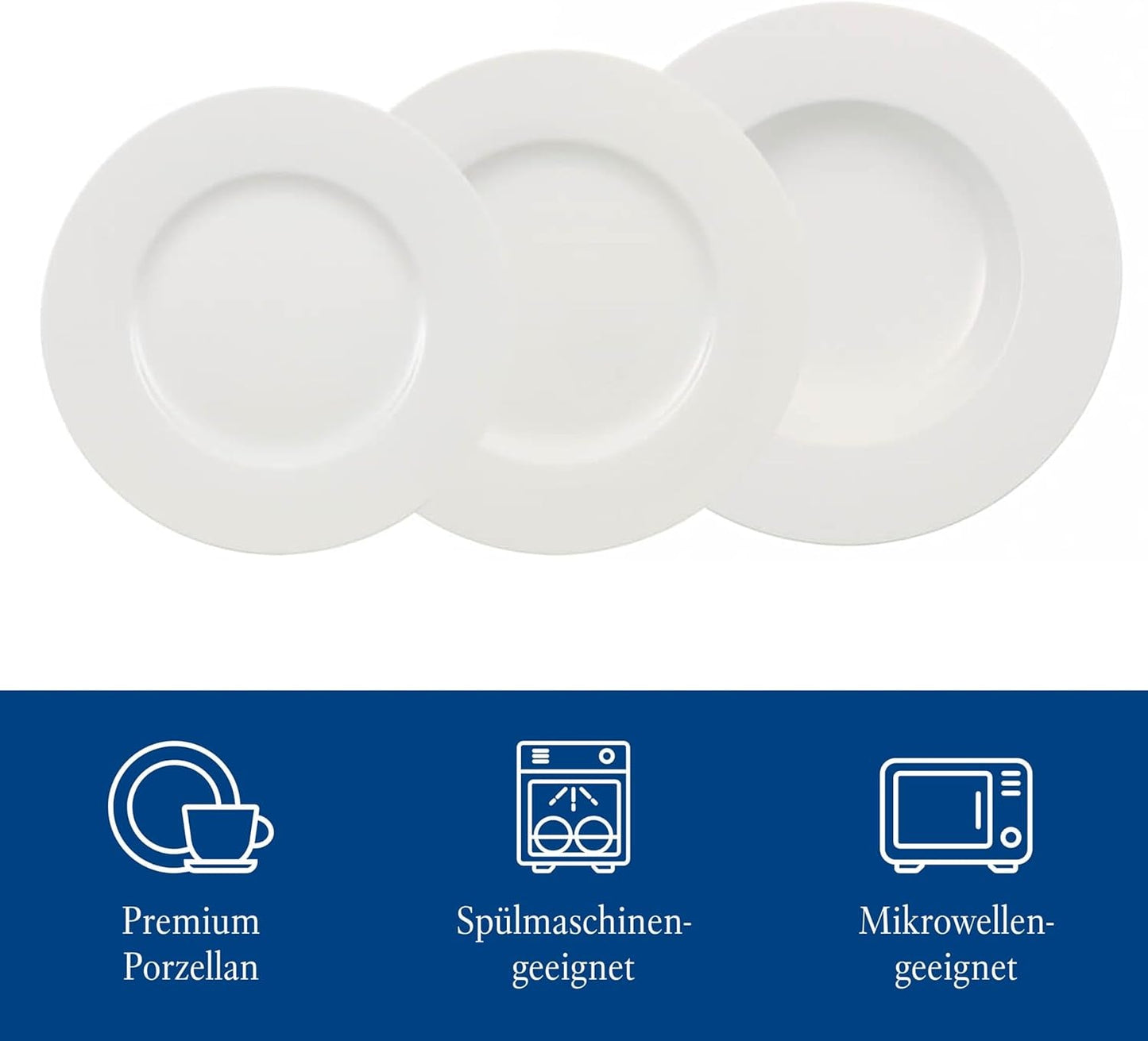 Villeroy & Boch Wonderful World Vajilla de 12 piezas, Apta para lavavajillas y microondas, Blanco, Platos, Vajilla, Porcelana, Platos llanos, Set, Vajilla moderna, Porcelana Premium