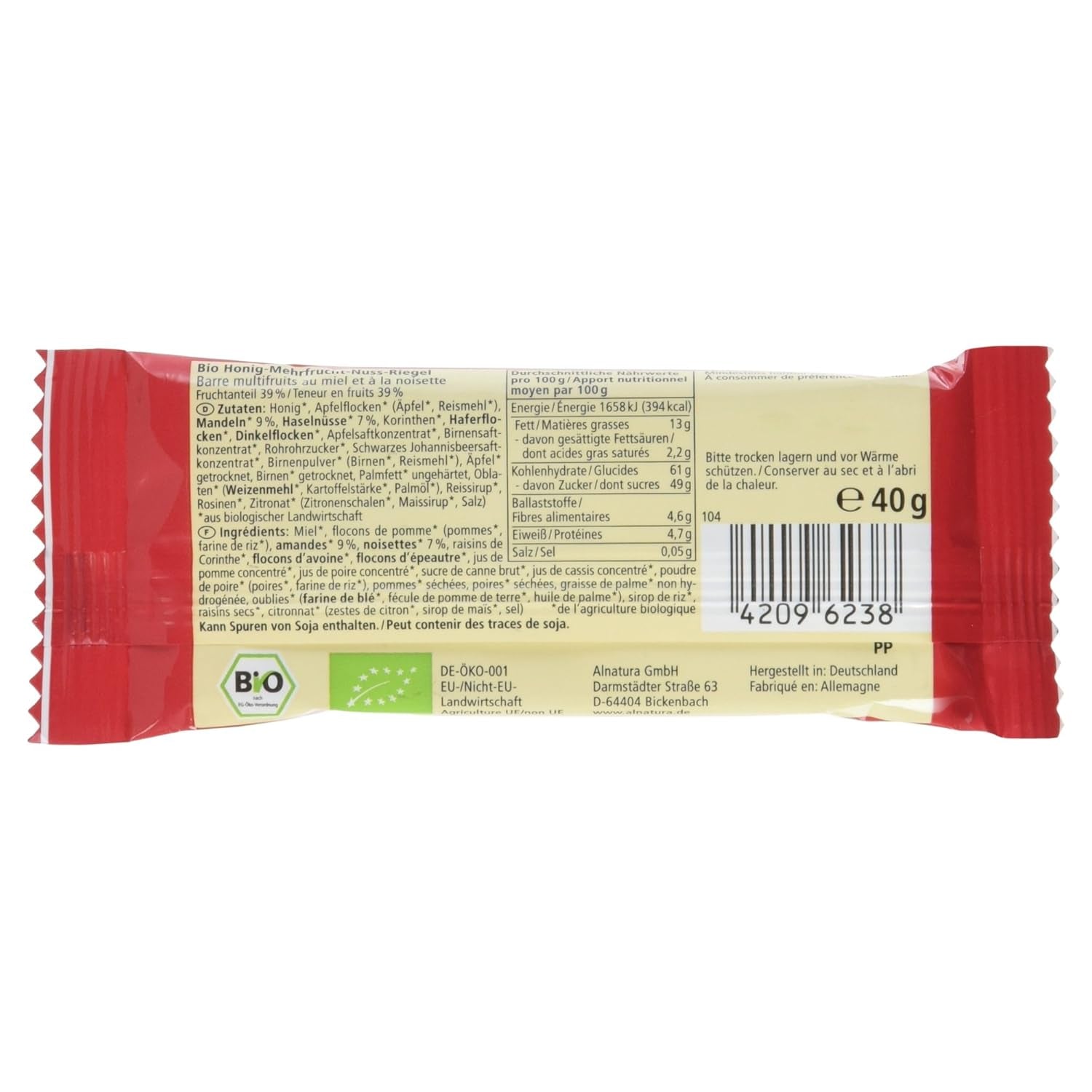 Bio Obstsalat-Riegel, paquete de 16 unidades (16 x 40 g)