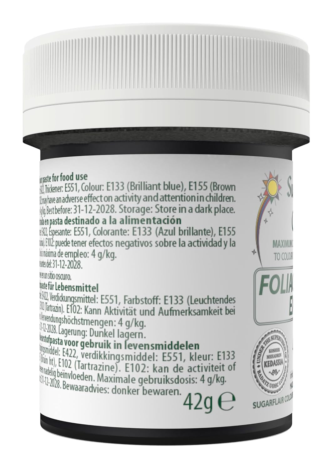 Colorante alimentario verde de follaje concentrado Sugarflair Max, colorante alimentario de mazapán y fondant altamente concentrado, colorante en pasta concentrado Max - 42 g