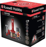 Russell Hobbs Stabmixer [3 en 1: Pürierstab/Zerkleinerer, Mixer- & Schneebesenaufsatz] Desire Rot (sin Bpa y Spülmaschinenfestes Zubehör, Für Smoothie, Suppen Saucen, Joghurt Babynahrung) 24700-56 Kitchen Naty Shop