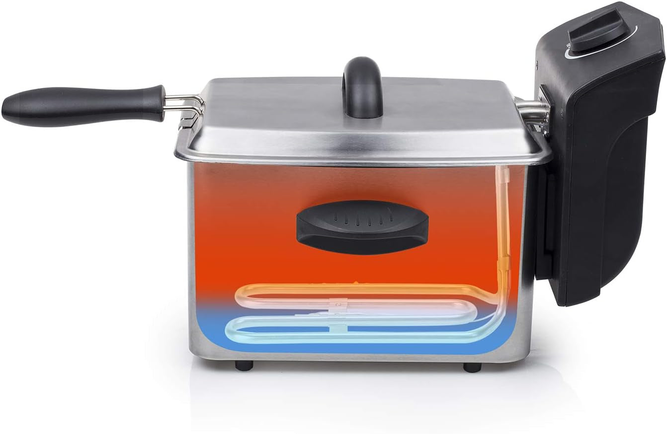 Freidora Tristar de acero inoxidable - Con 2 litros de capacidad, función zona fría y termostato regulable hasta 190°C, FR-6919, plateada Electrodomésticos Naty Shop