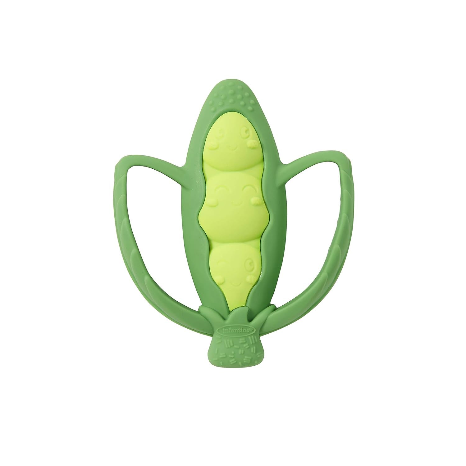 Infantino Lil' Nibbles, Mordedor de silicona texturizada, juguete mordedor para bebé sin BPA, suave, fácil de sostener, estimulación sensorial para bebés, brócoli