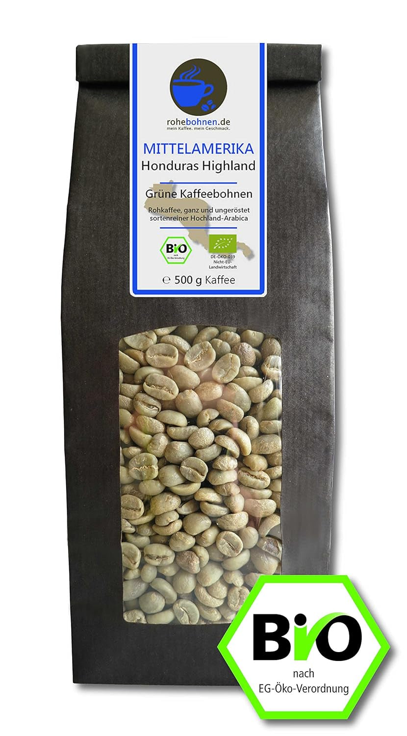 Bio Rohkaffee - Grüner Hochland Kaffee Honduras Highland (grüne Kaffeebohnen 500g) - Certificado GMP