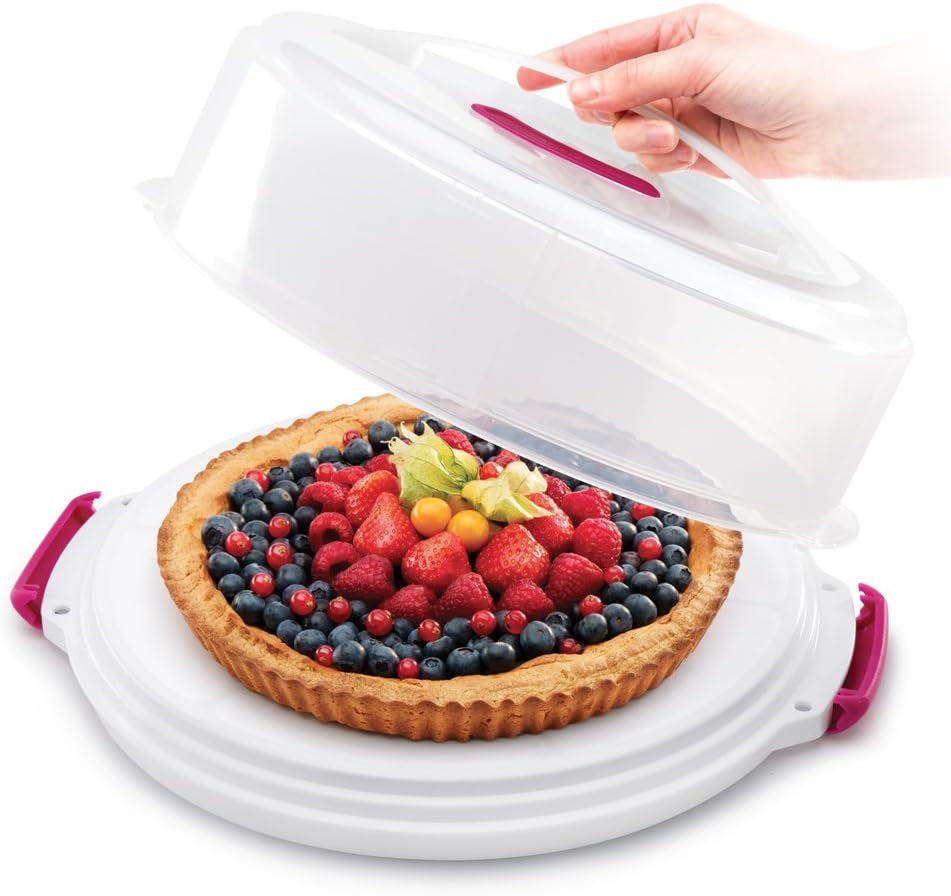 Recipiente para tartas Metaltex, regulable en altura, polipropileno, blanco/transparente, ⌀ 30 cm, regulable en altura 8 y 15 cm Cajas para guardar alimentos Naty Shop