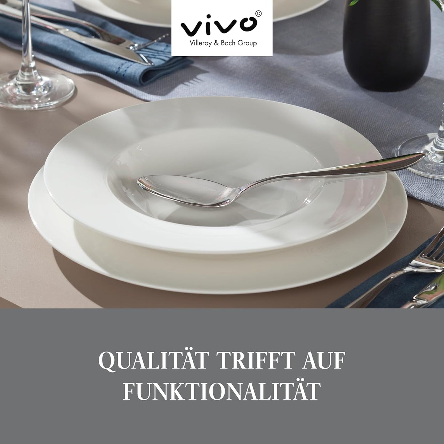 vivo - Villeroy & Boch Group - Vajilla Basic Blanco 30 piezas, apta para lavavajillas y microondas, Vajilla blanca, Juego de café, Cerámica, Platos, Tazas, Porcelana premium