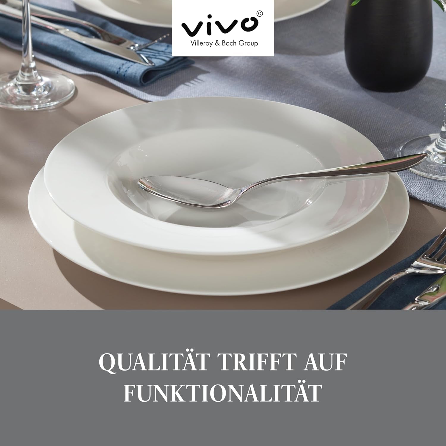 vivo - Villeroy & Boch Group - Vajilla Basic Blanco 30 piezas, apta para lavavajillas y microondas, Vajilla blanca, Juego de café, Cerámica, Platos, Tazas, Porcelana premium