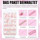 120 piezas de uñas postizas de color rosa nude con pegamento para uñas - 12 tamaños de uñas cortas ovaladas cuadradas a presión - Hermosas uñas, pegamento en uñas artificiales - Adecuado para el diseño de uñas de bricolaje para mujeres (degradado rosa Squaval)