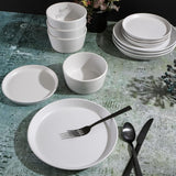 Vajilla Sofia Coupe, servicio para 4 personas (12 piezas), blanca con lunares